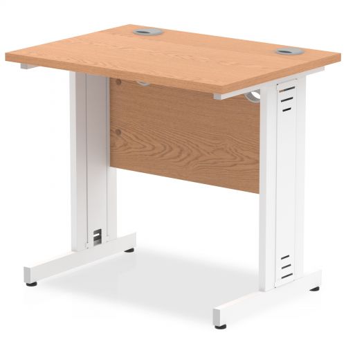 Impulse 800/600 Rectangle White Cable Managed Leg Desk Oak