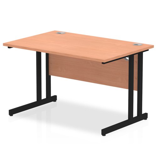Impulse 1200 x 800mm Straight Office Desk Beech Top Black Cantilever Leg