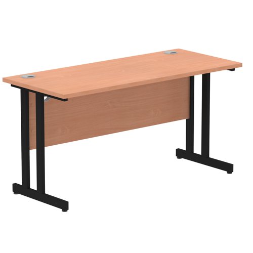 Impulse 1400 x 600mm Straight Desk Beech Top Black Cantilever Leg MI003202