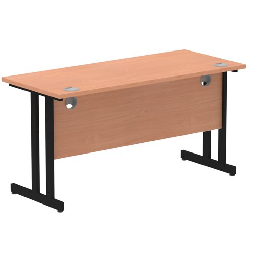 Impulse 1400 x 600mm Straight Desk Beech Top Black Cantilever Leg MI003202