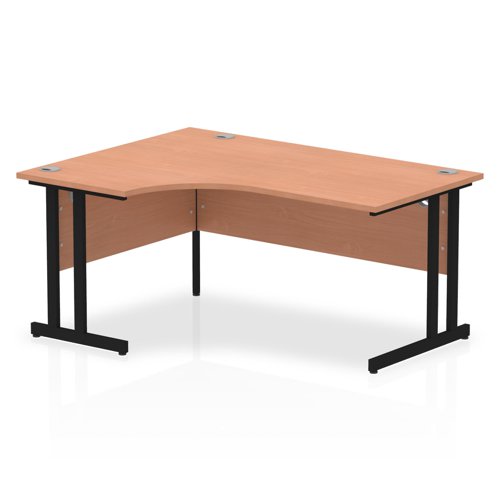 Impulse 1600mm Left Crescent Desk Beech Top Black Cantilever Leg