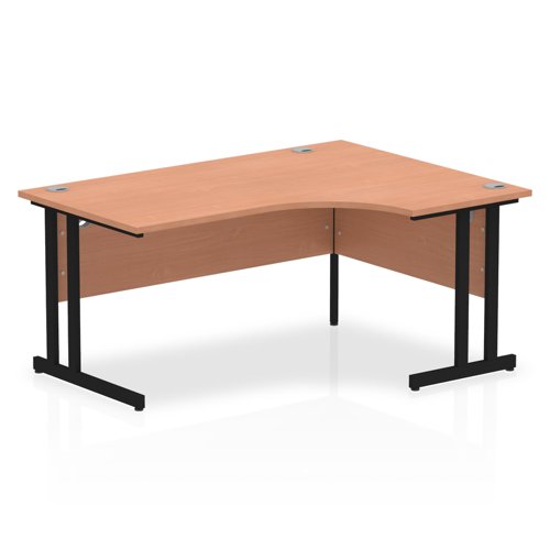 Impulse 1600mm Right Crescent Desk Beech Top Black Cantilever Leg