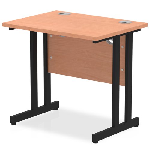 Impulse 800 x 600mm Straight Office Desk Beech Top Black Cantilever Leg