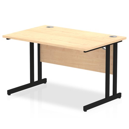 Impulse 1200 x 800mm Straight Office Desk Maple Top Black Cantilever Leg