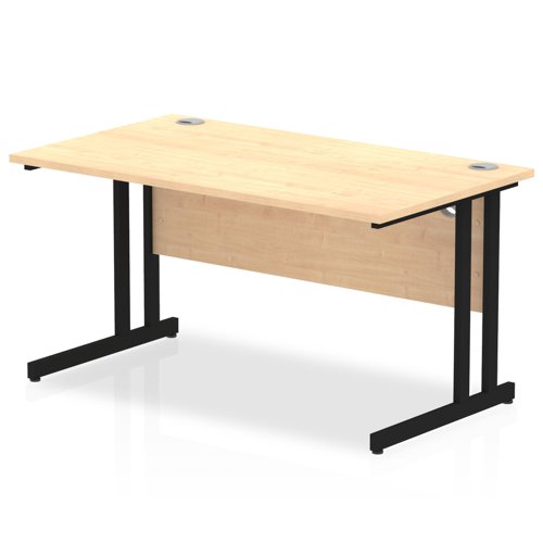 Impulse 1400 x 800mm Straight Office Desk Maple Top Black Cantilever Leg
