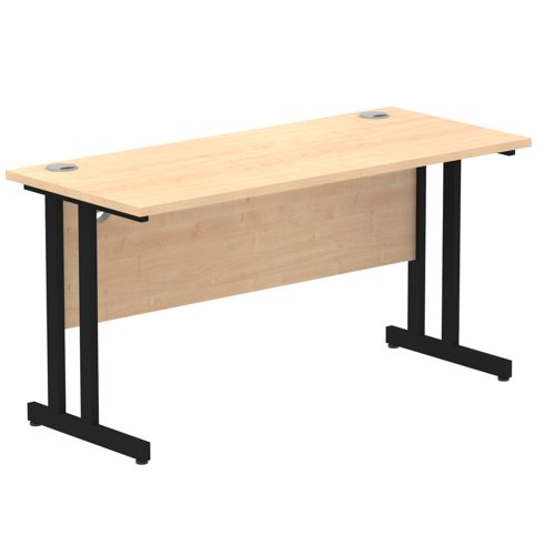 Impulse 1400 x 600mm Straight Office Desk Maple Top Black Cantilever Leg Office Desks DS6201