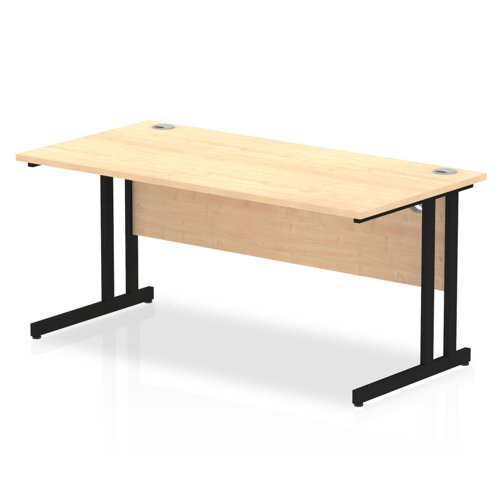 Impulse 1600 x 800mm Straight Office Desk Maple Top Black Cantilever Leg