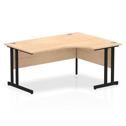 Impulse 1600mm Right Crescent Desk Maple Top Black Cantilever Leg