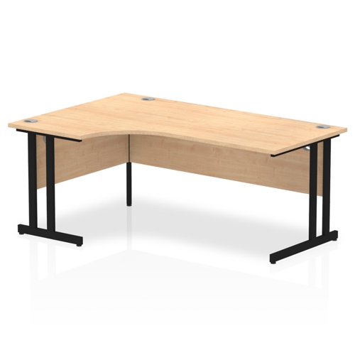 Impulse 1800mm Left Crescent Desk Maple Top Black Cantilever Leg