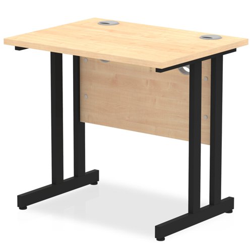 Impulse 800 x 600mm Straight Office Desk Maple Top Black Cantilever Leg