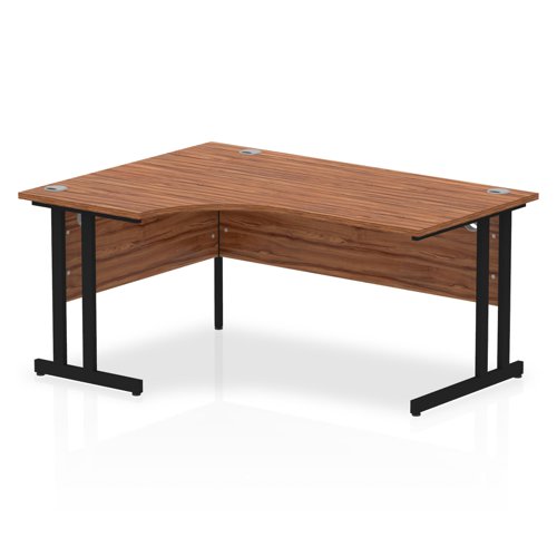 Impulse 1600mm Left Crescent Desk Walnut Top Black Cantilever Leg