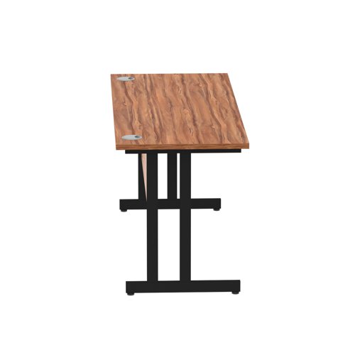 Impulse 1600 x 600mm Straight Desk Walnut Top Black Cantilever Leg MI003271