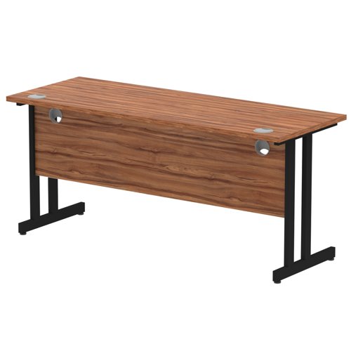 Impulse 1600 x 600mm Straight Desk Walnut Top Black Cantilever Leg MI003271