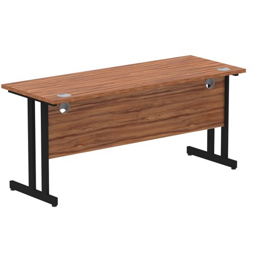 Impulse 1600 x 600mm Straight Desk Walnut Top Black Cantilever Leg MI003271