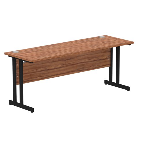 Impulse 1800 x 600mm Straight Desk Walnut Top Black Cantilever Leg MI003280