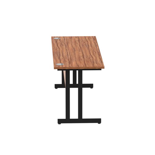 Impulse 1800 x 600mm Straight Desk Walnut Top Black Cantilever Leg MI003280