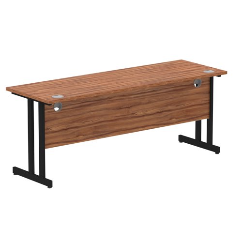 Impulse 1800 x 600mm Straight Desk Walnut Top Black Cantilever Leg MI003280