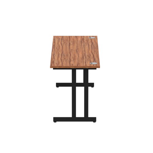 Impulse 1800 x 600mm Straight Desk Walnut Top Black Cantilever Leg MI003280