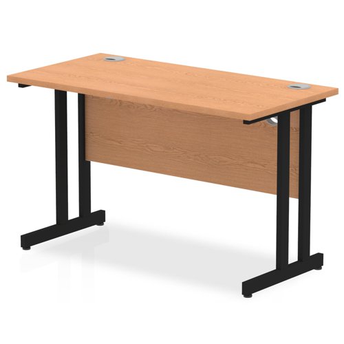Impulse 1200 x 600mm Straight Office Desk Oak Top Black Cantilever Leg