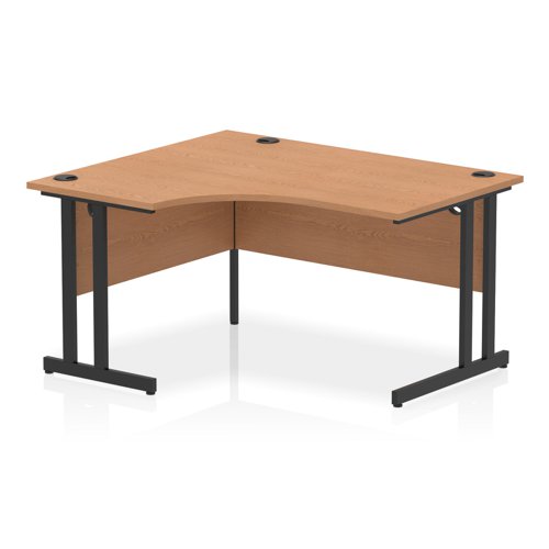 Impulse 1400mm Left Crescent Office Desk Oak Top Black Cantilever Leg