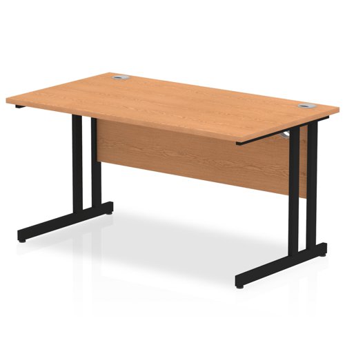 Impulse 1400 x 800mm Straight Office Desk Oak Top Black Cantilever Leg