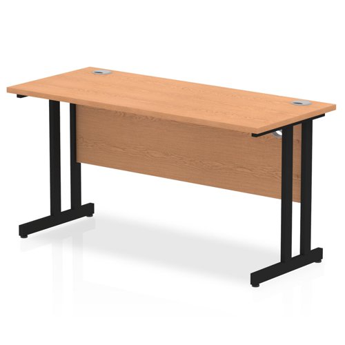 Impulse 1400 x 600mm Straight Office Desk Oak Top Black Cantilever Leg