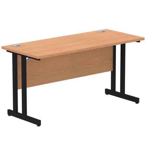 Impulse 1400 x 600mm Straight Office Desk Oak Top Black Cantilever Leg Office Desks DS6203