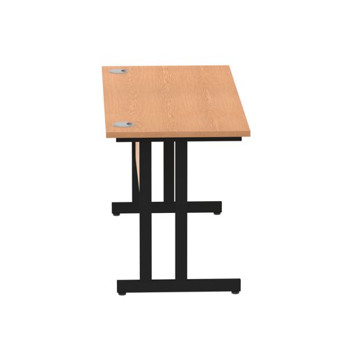 Impulse 1400 x 600mm Straight Office Desk Oak Top Black Cantilever Leg Office Desks DS6203