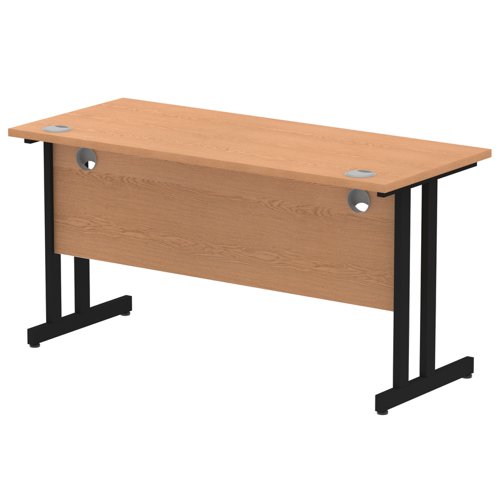 Impulse 1400 x 600mm Straight Office Desk Oak Top Black Cantilever Leg Office Desks DS6203