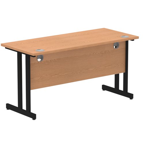 Impulse 1400 x 600mm Straight Office Desk Oak Top Black Cantilever Leg Office Desks DS6203