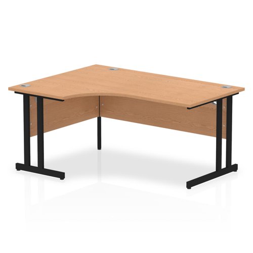 Impulse 1600mm Left Crescent Desk Oak Top Black Cantilever Leg