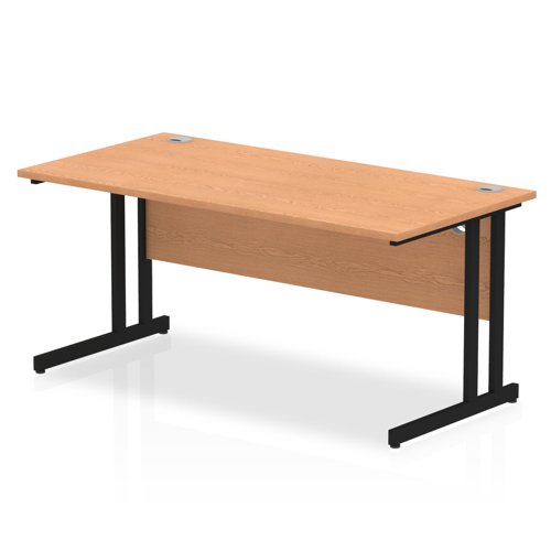 Impulse 1600 x 800mm Straight Office Desk Oak Top Black Cantilever Leg