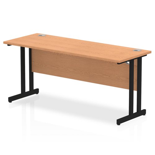 Impulse 1600 x 600mm Straight Office Desk Oak Top Black Cantilever Leg