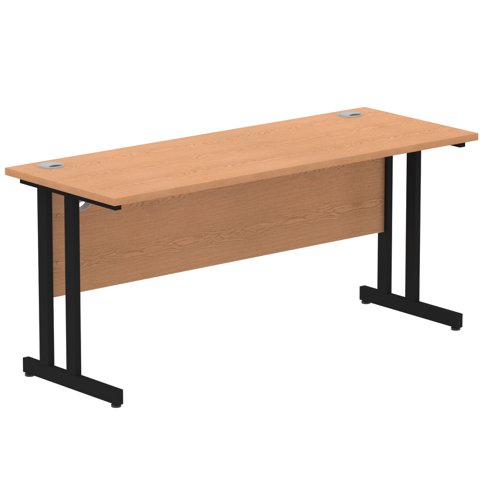 Impulse 1600 x 600mm Straight Desk Oak Top Black Cantilever Leg MI003301