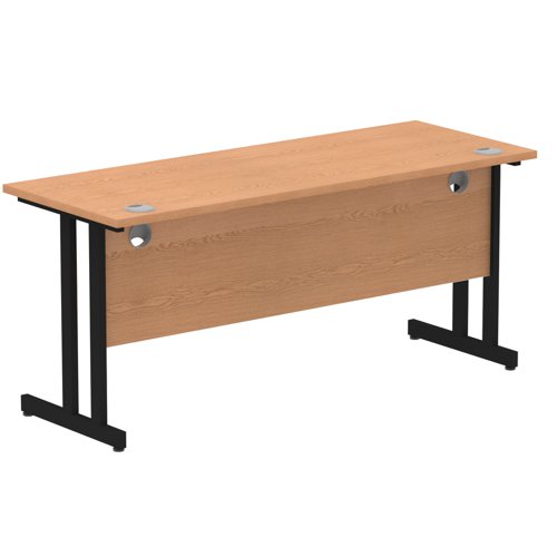 Impulse 1600 x 600mm Straight Desk Oak Top Black Cantilever Leg MI003301