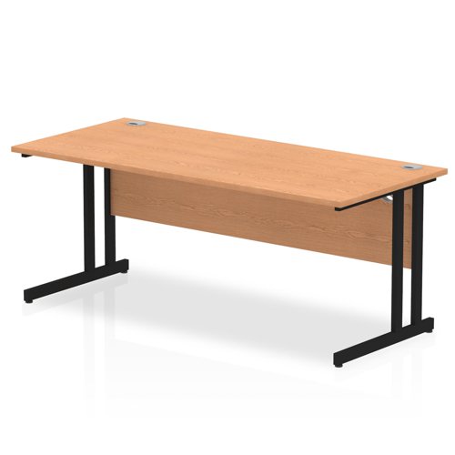 Impulse 1800 x 800mm Straight Office Desk Oak Top Black Cantilever Leg