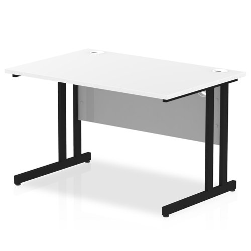 Impulse 1200 x 800mm Straight Office Desk White Top Black Cantilever Leg