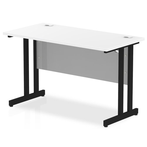 Impulse 1200 x 600mm Straight Office Desk White Top Black Cantilever Leg