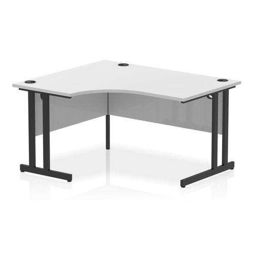 Impulse 1400mm Left Crescent Office Desk White Top Black Cantilever Leg