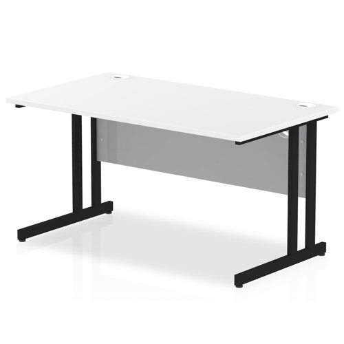 Impulse 1400 x 800mm Straight Desk White Top Black Cantilever Leg MI003318