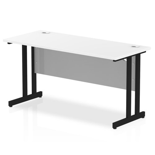 Impulse 1400 x 600mm Straight Office Desk White Top Black Cantilever Leg