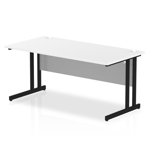 Impulse 1600 x 800mm Straight Office Desk White Top Black Cantilever Leg