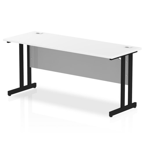 Impulse 1600 x 600mm Straight Office Desk White Top Black Cantilever Leg