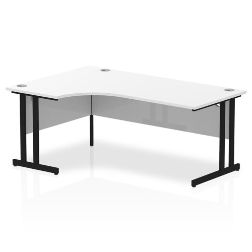 Impulse 1800mm Left Crescent Desk White Top Black Cantilever Leg