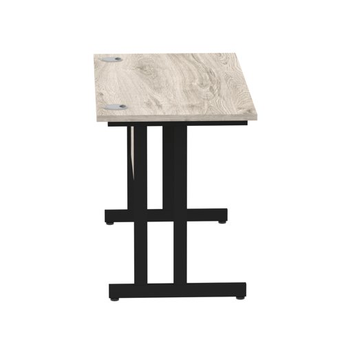 Impulse 1200 x 600mm Straight Desk Grey Oak Top Black Cantilever Leg MI003346