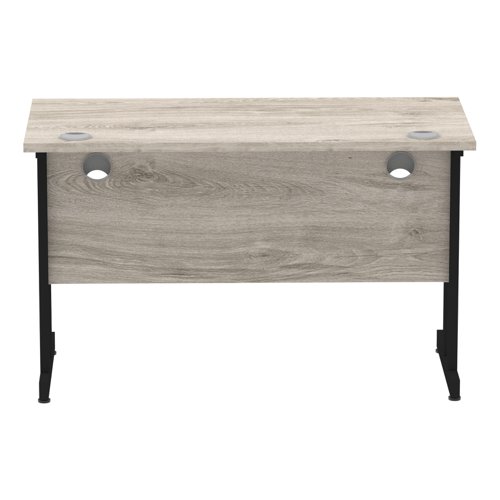 Impulse 1200 x 600mm Straight Desk Grey Oak Top Black Cantilever Leg MI003346