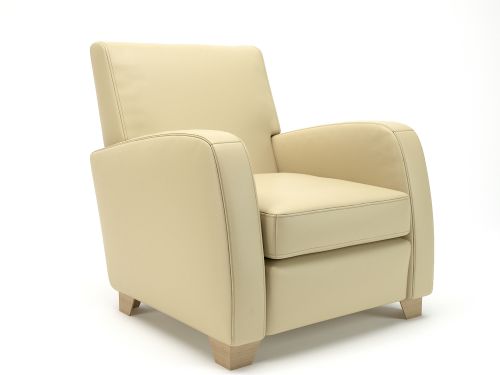 cream faux leather armchair