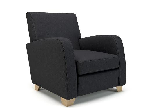 Wynne 81cm Wide Armchair Ebony Fabric Light Wood Feet