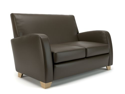 Wynne 132cm Wide Sofa Mocha Faux Leather Light Wood Feet