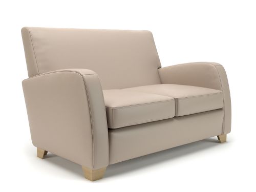 Wynne 132cm Wide Sofa Taupe Faux Leather Light Wood Feet